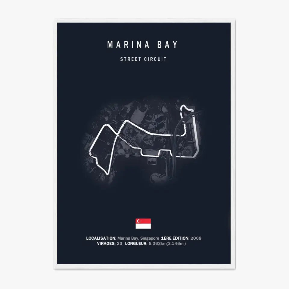 Affiche ou Tableau du Circuit de Formule 1 Marina Bay Singapour