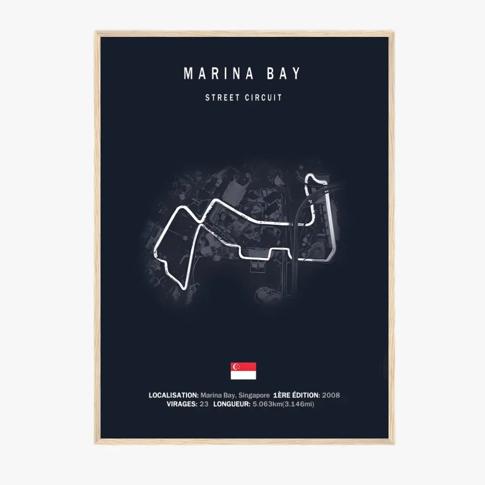 Affiche ou Tableau du Circuit de Formule 1 Marina Bay Singapour