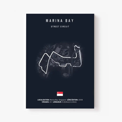 Affiche ou Tableau du Circuit de Formule 1 Marina Bay Singapour
