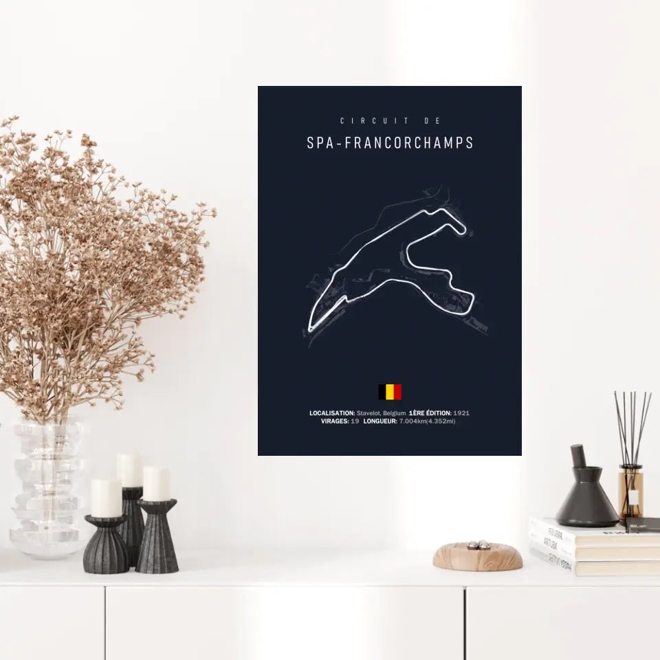 Affiche ou Tableau du Circuit de Formule 1 SPA Francorchamps Belgique
