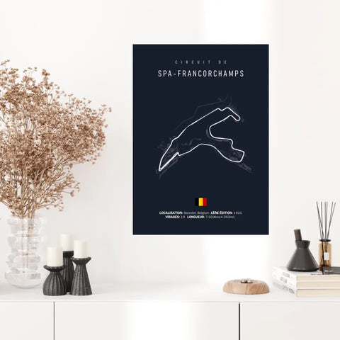 Affiche ou Tableau du Circuit de Formule 1 SPA Francorchamps Belgique
