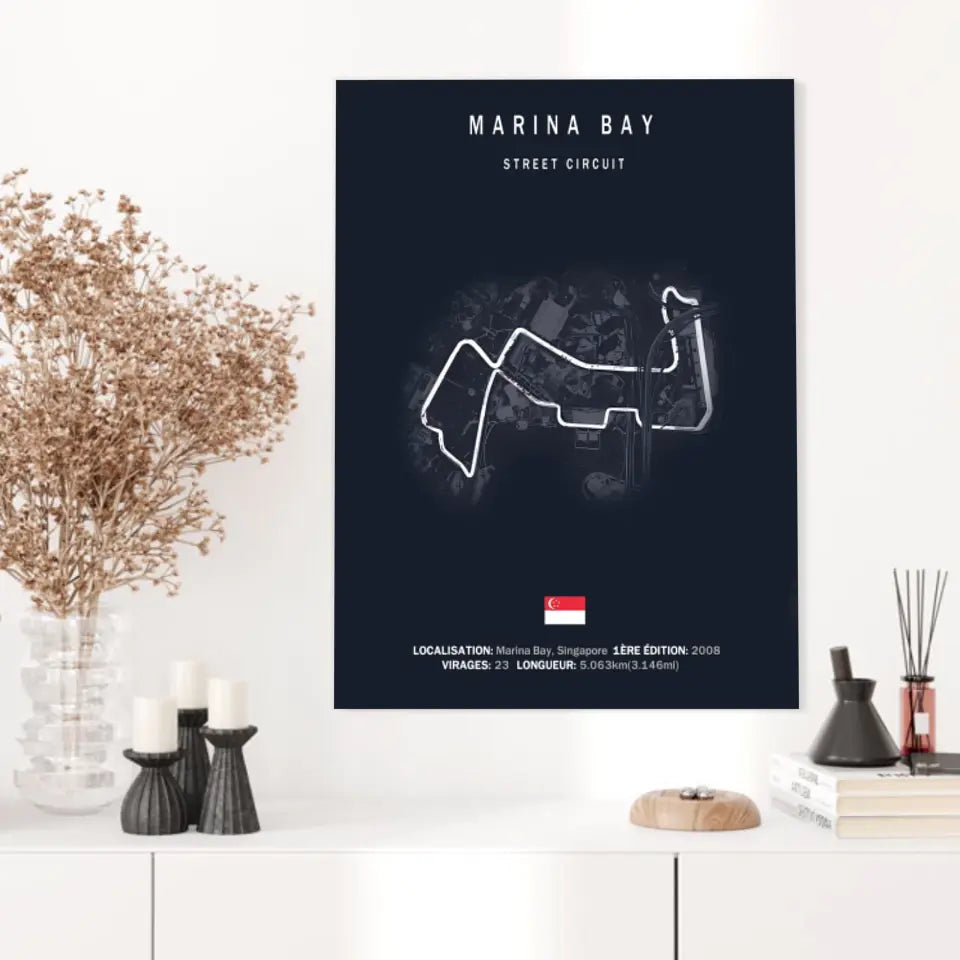 Affiche ou Tableau du Circuit de Formule 1 Marina Bay Singapour