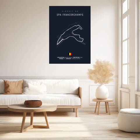Affiche ou Tableau du Circuit de Formule 1 SPA Francorchamps Belgique