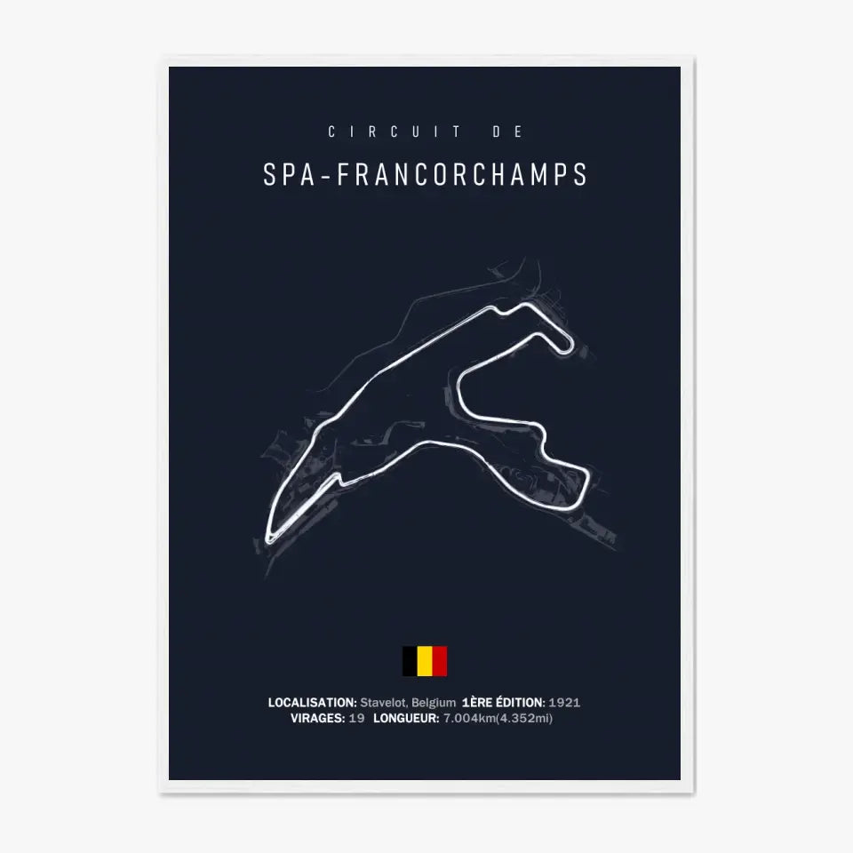 Affiche ou Tableau du Circuit de Formule 1 SPA Francorchamps Belgique