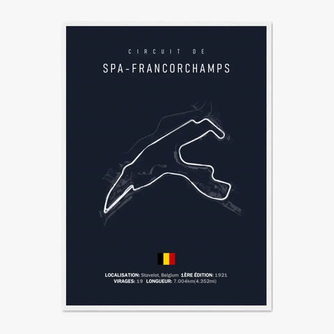 Affiche ou Tableau du Circuit de Formule 1 SPA Francorchamps Belgique