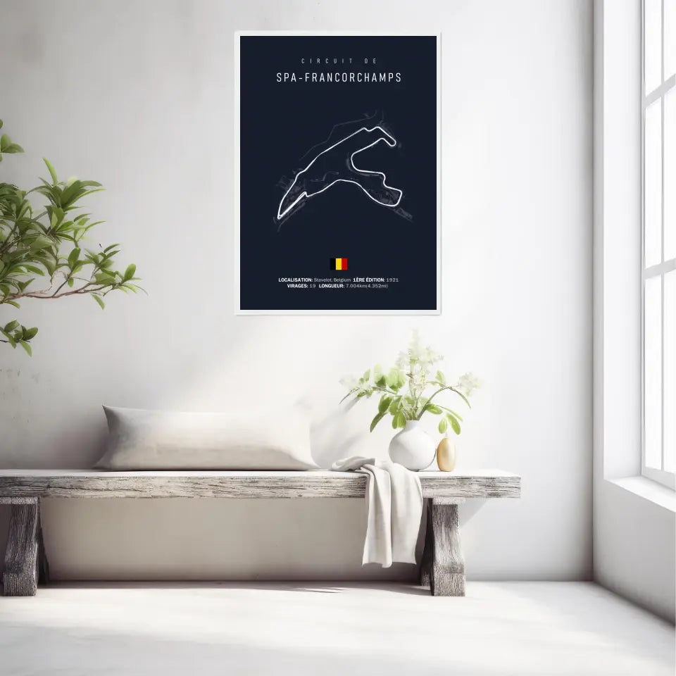 Affiche ou Tableau du Circuit de Formule 1 SPA Francorchamps Belgique