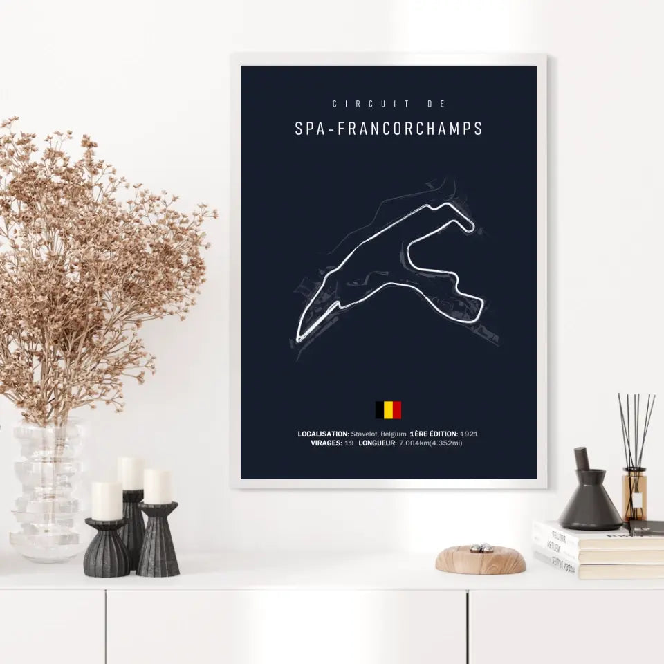 Affiche ou Tableau du Circuit de Formule 1 SPA Francorchamps Belgique