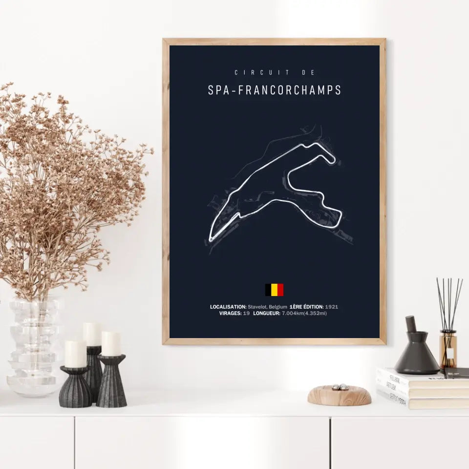 Affiche ou Tableau du Circuit de Formule 1 SPA Francorchamps Belgique