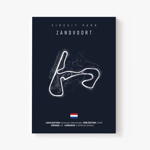 Affiche ou Tableau du Circuit de Formule 1  Zandvoort aux Pays-Bas