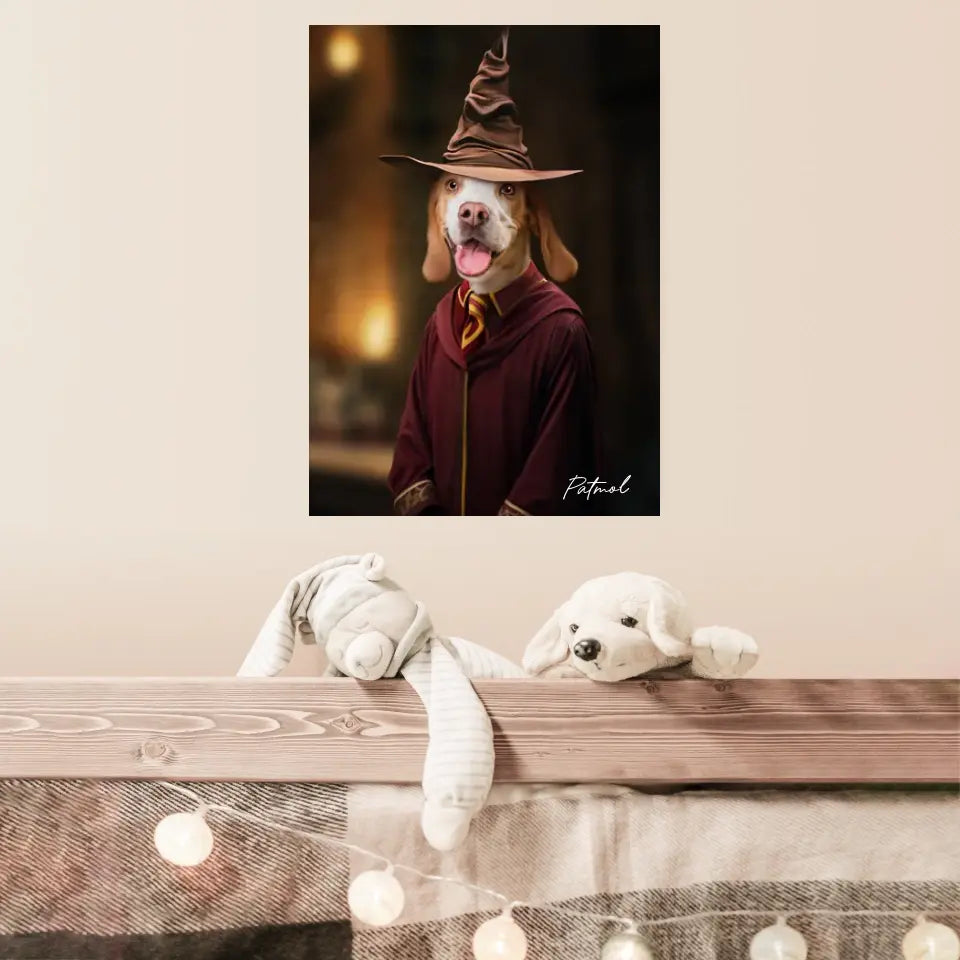 Tableau Personnalisé Portrait Animaux Sorcier Choixpeau