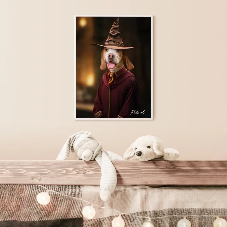 Tableau Personnalisé Portrait Animaux Sorcier Choixpeau