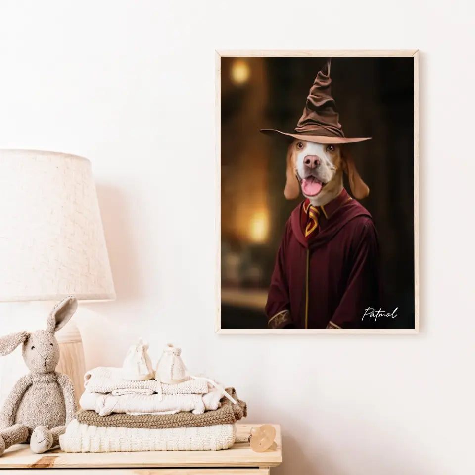Tableau Personnalisé Portrait Animaux Sorcier Choixpeau