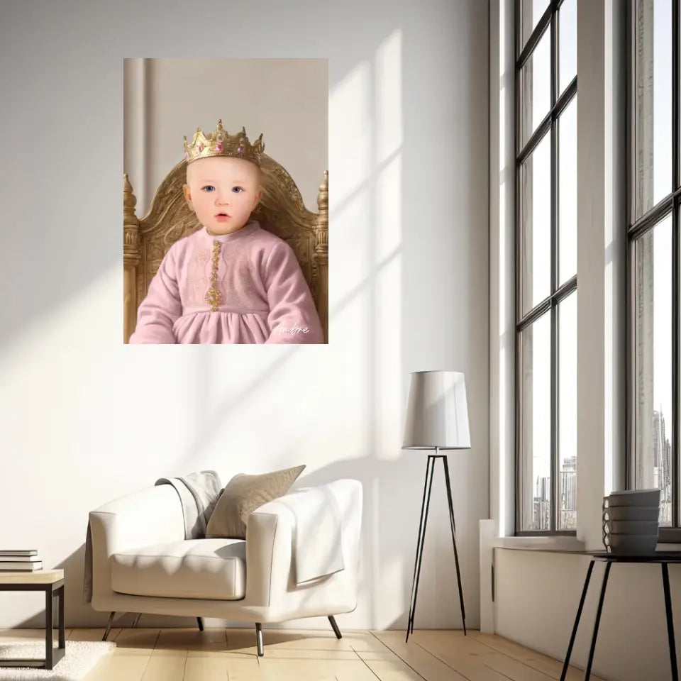 Tableau Personnalisé Photo Portrait Enfant Royal Robe Rose