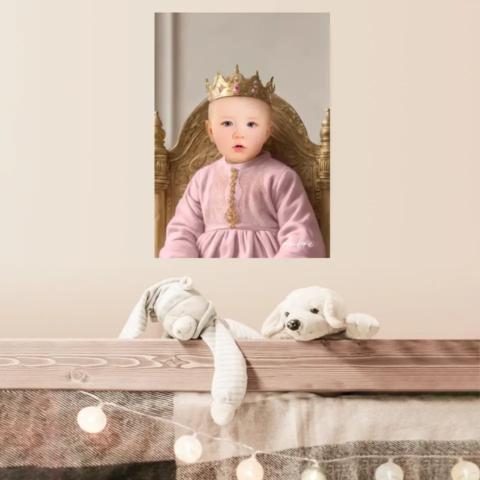 Tableau Personnalisé Photo Portrait Enfant Royal Robe Rose