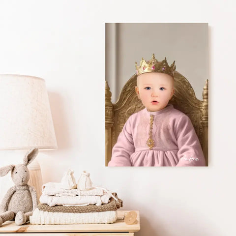 Tableau Personnalisé Photo Portrait Enfant Royal Robe Rose