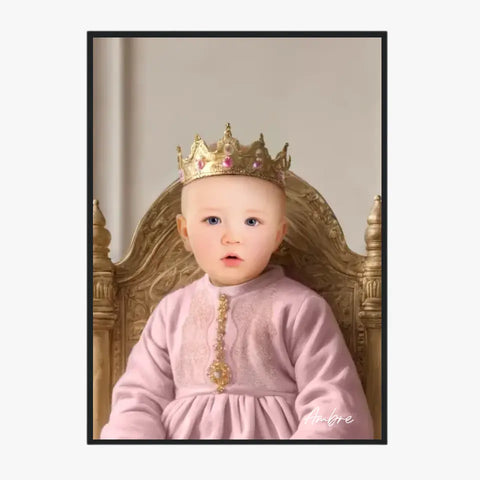 Tableau Personnalisé Photo Portrait Enfant Royal Robe Rose