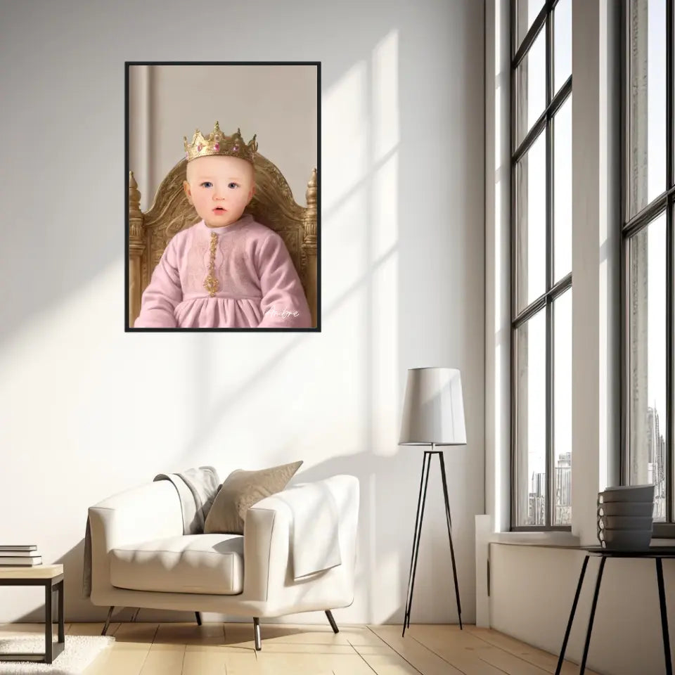Tableau Personnalisé Photo Portrait Enfant Royal Robe Rose