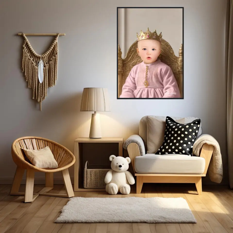 Tableau Personnalisé Photo Portrait Enfant Royal Robe Rose