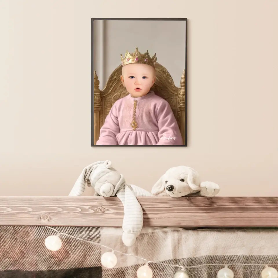 Tableau Personnalisé Photo Portrait Enfant Royal Robe Rose