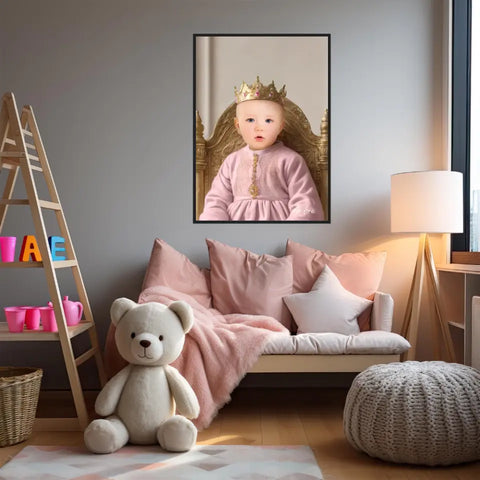 Tableau Personnalisé Photo Portrait Enfant Royal Robe Rose