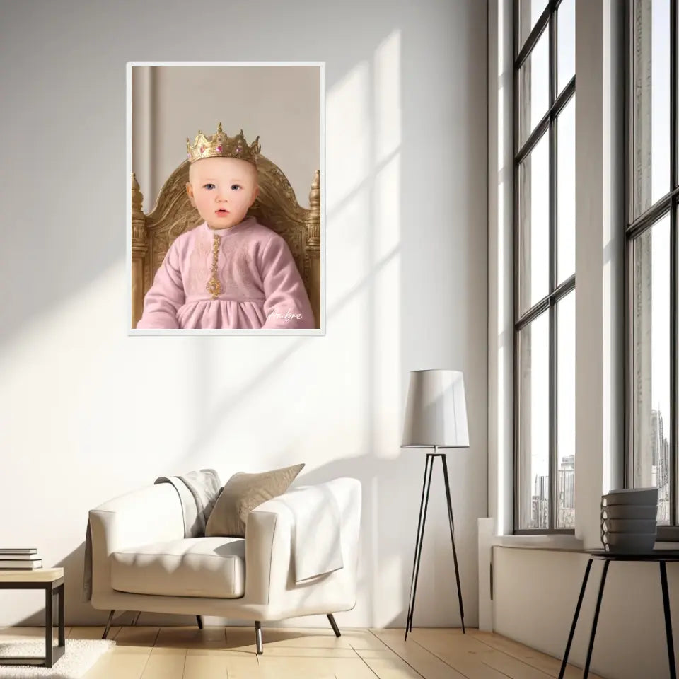 Tableau Personnalisé Photo Portrait Enfant Royal Robe Rose