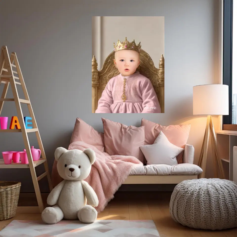 Tableau Personnalisé Photo Portrait Enfant Royal Robe Rose