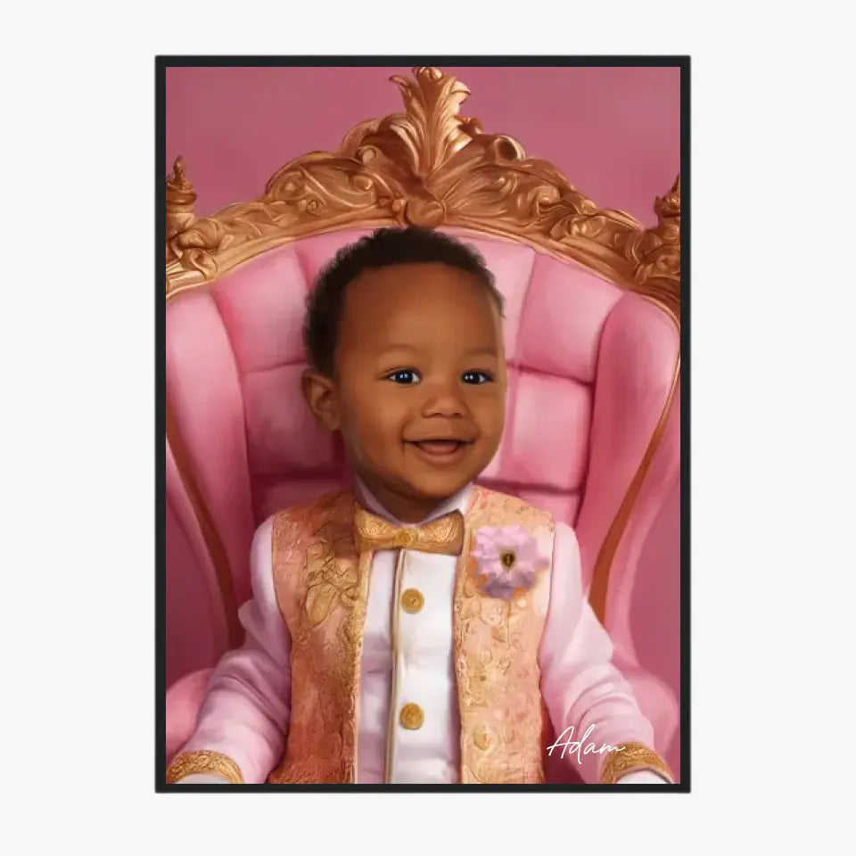 Tableau Personnalisé Photo Portrait Enfant Royal Trône Rose