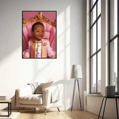 Tableau Personnalisé Photo Portrait Enfant Royal Trône Rose