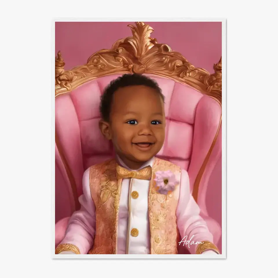 Tableau Personnalisé Photo Portrait Enfant Royal Trône Rose