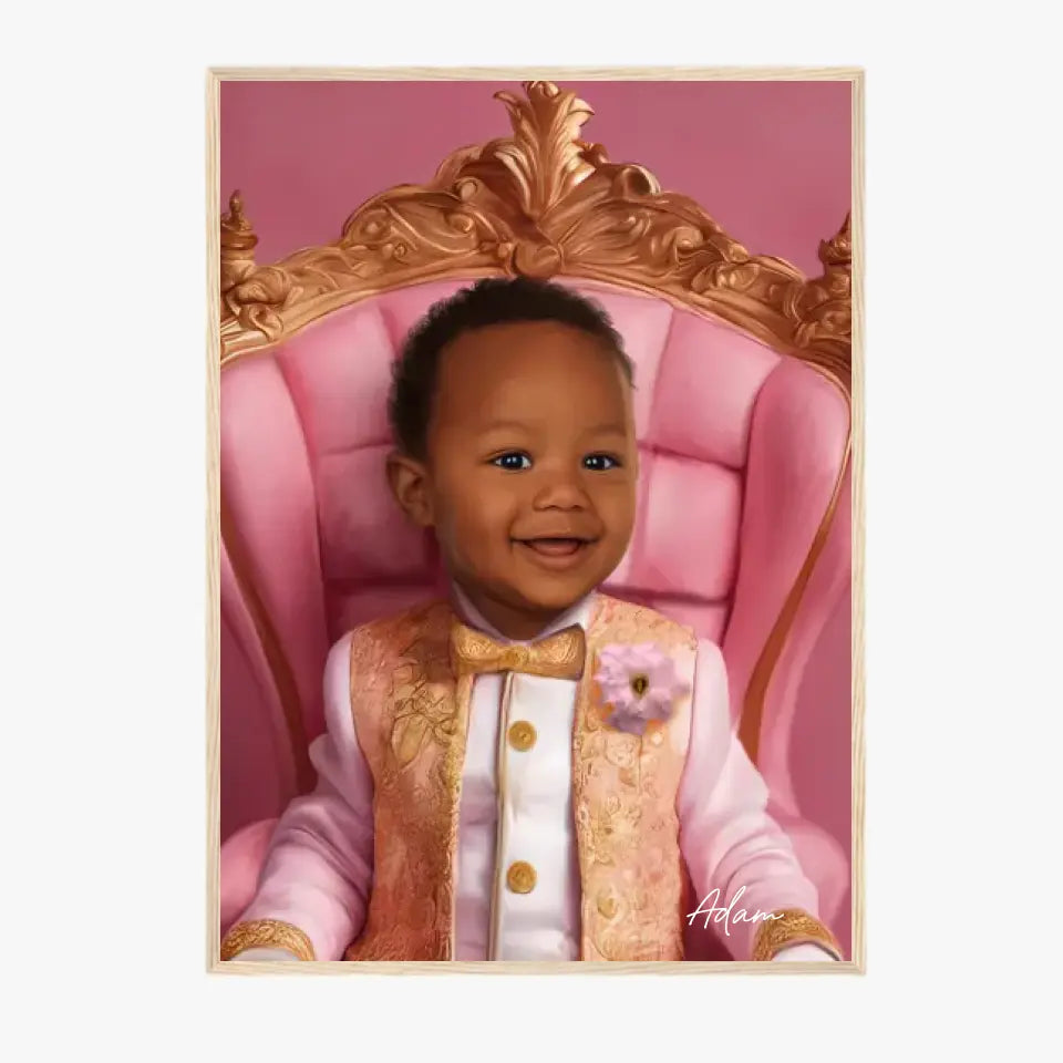 Tableau Personnalisé Photo Portrait Enfant Royal Trône Rose