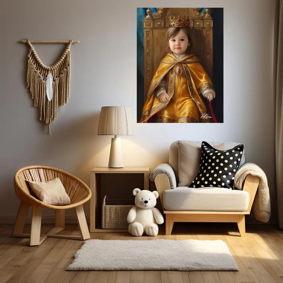 Tableau Personnalisé Photo Portrait Enfant Royal Costume doré