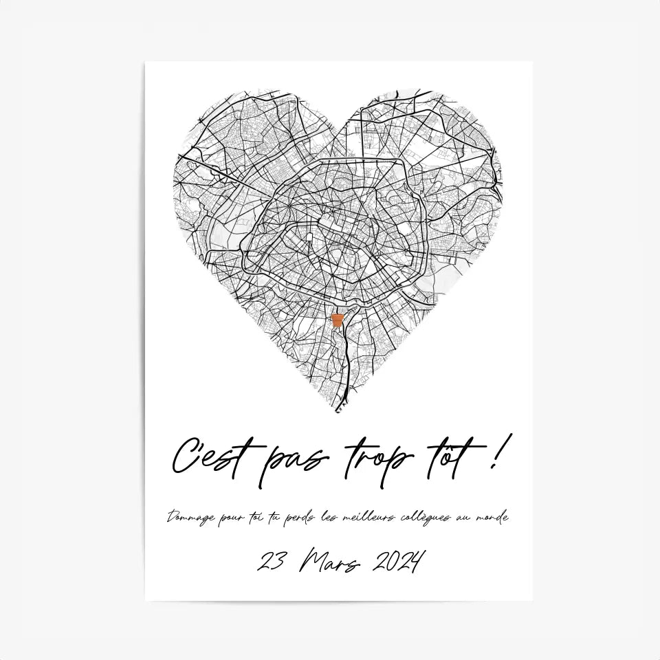 Tableau Pot de Départ Personnalisé Map Coeur