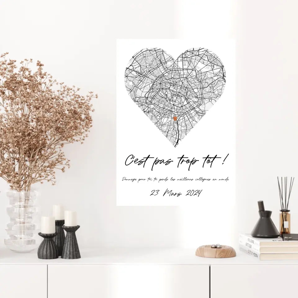 Tableau Pot de Départ Personnalisé Map Coeur