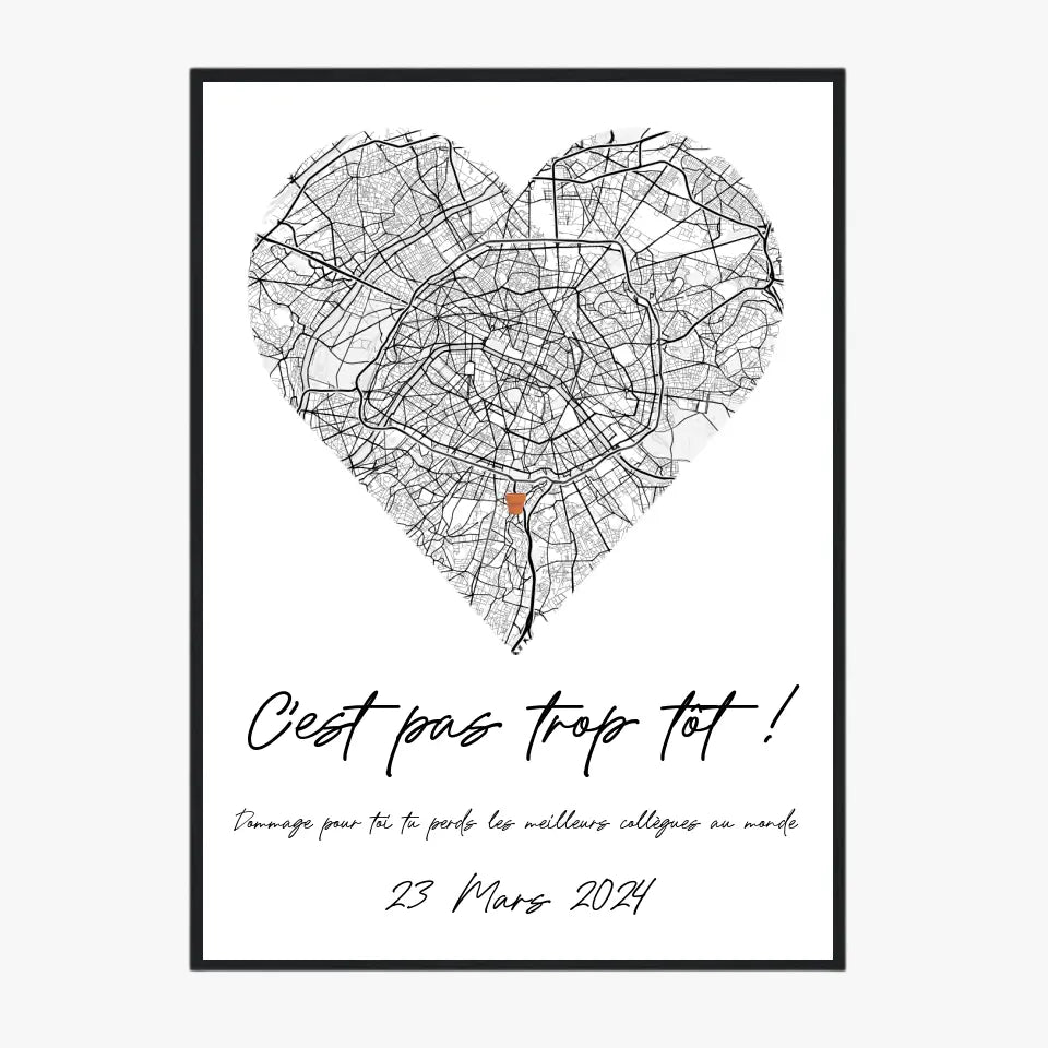 Tableau Pot de Départ Personnalisé Map Coeur