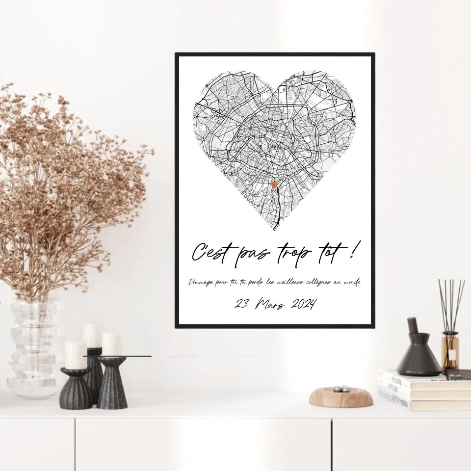 Tableau Pot de Départ Personnalisé Map Coeur