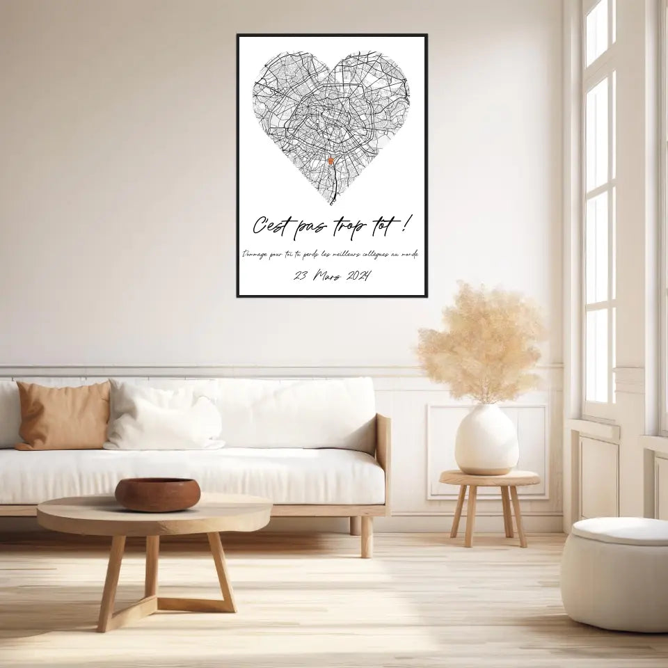 Tableau Pot de Départ Personnalisé Map Coeur