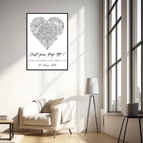 Tableau Pot de Départ Personnalisé Map Coeur