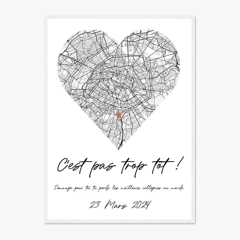 Tableau Pot de Départ Personnalisé Map Coeur