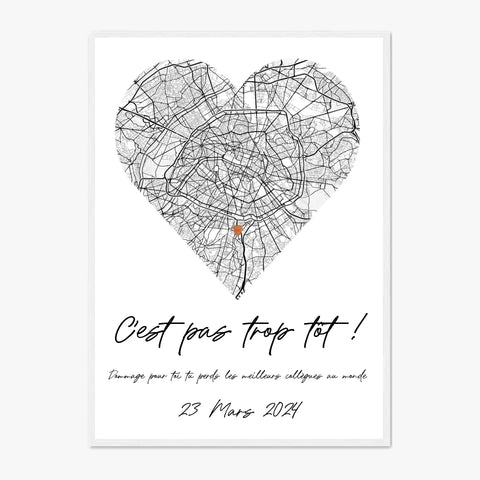 Tableau Pot de Départ Personnalisé Map Coeur