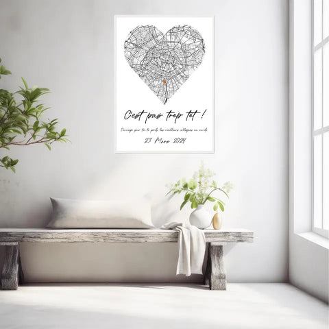 Tableau Pot de Départ Personnalisé Map Coeur