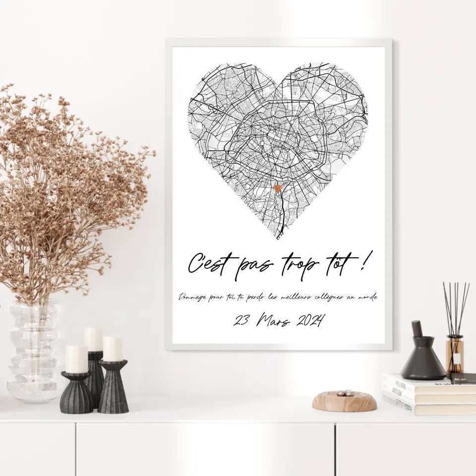 Tableau Pot de Départ Personnalisé Map Coeur