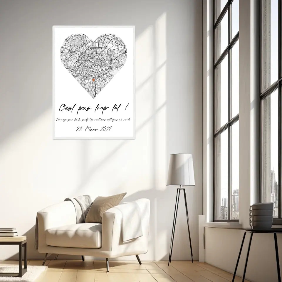 Tableau Pot de Départ Personnalisé Map Coeur
