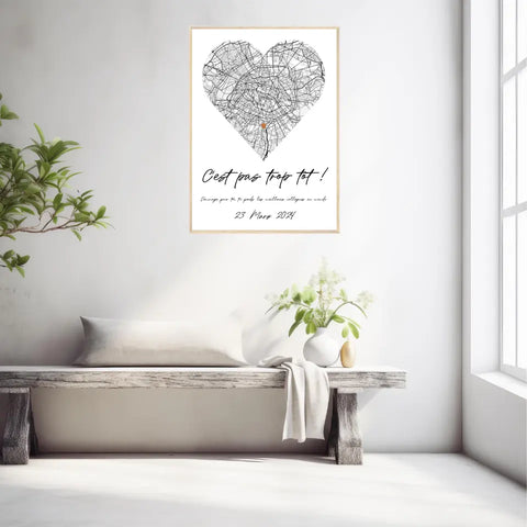Tableau Pot de Départ Personnalisé Map Coeur