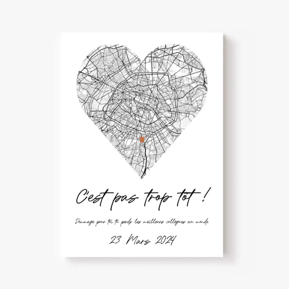 Tableau Pot de Départ Personnalisé Map Coeur