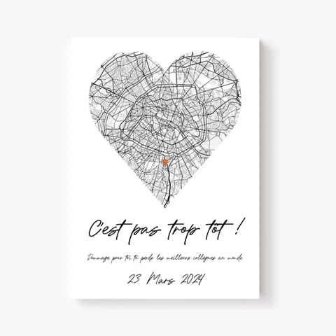 Tableau Pot de Départ Personnalisé Map Coeur