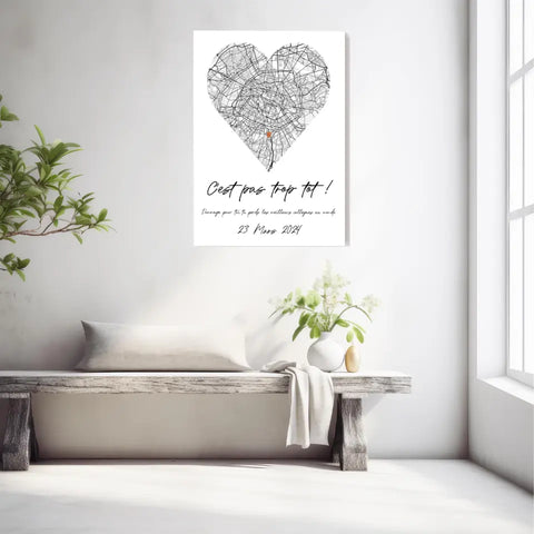 Tableau Pot de Départ Personnalisé Map Coeur