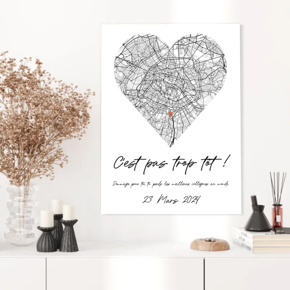 Tableau Pot de Départ Personnalisé Map Coeur