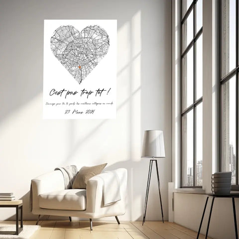 Tableau Pot de Départ Personnalisé Map Coeur