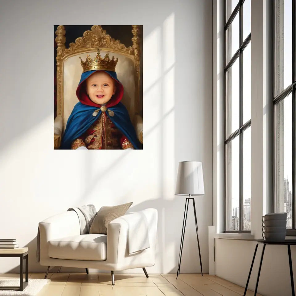 Tableau Personnalisé Photo Portrait Enfant Royal Cape Bleu Roi