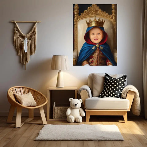 Tableau Personnalisé Photo Portrait Enfant Royal Cape Bleu Roi